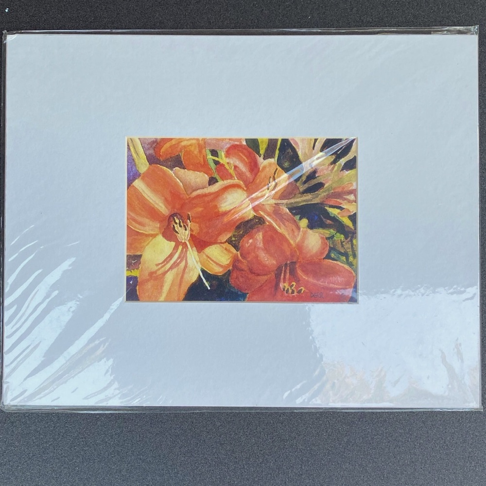 Day Lily Matted Art Print Titled “Hot Lily”